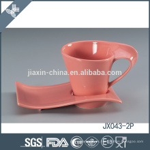043-2P180CC taza y platillo de café de cerámica